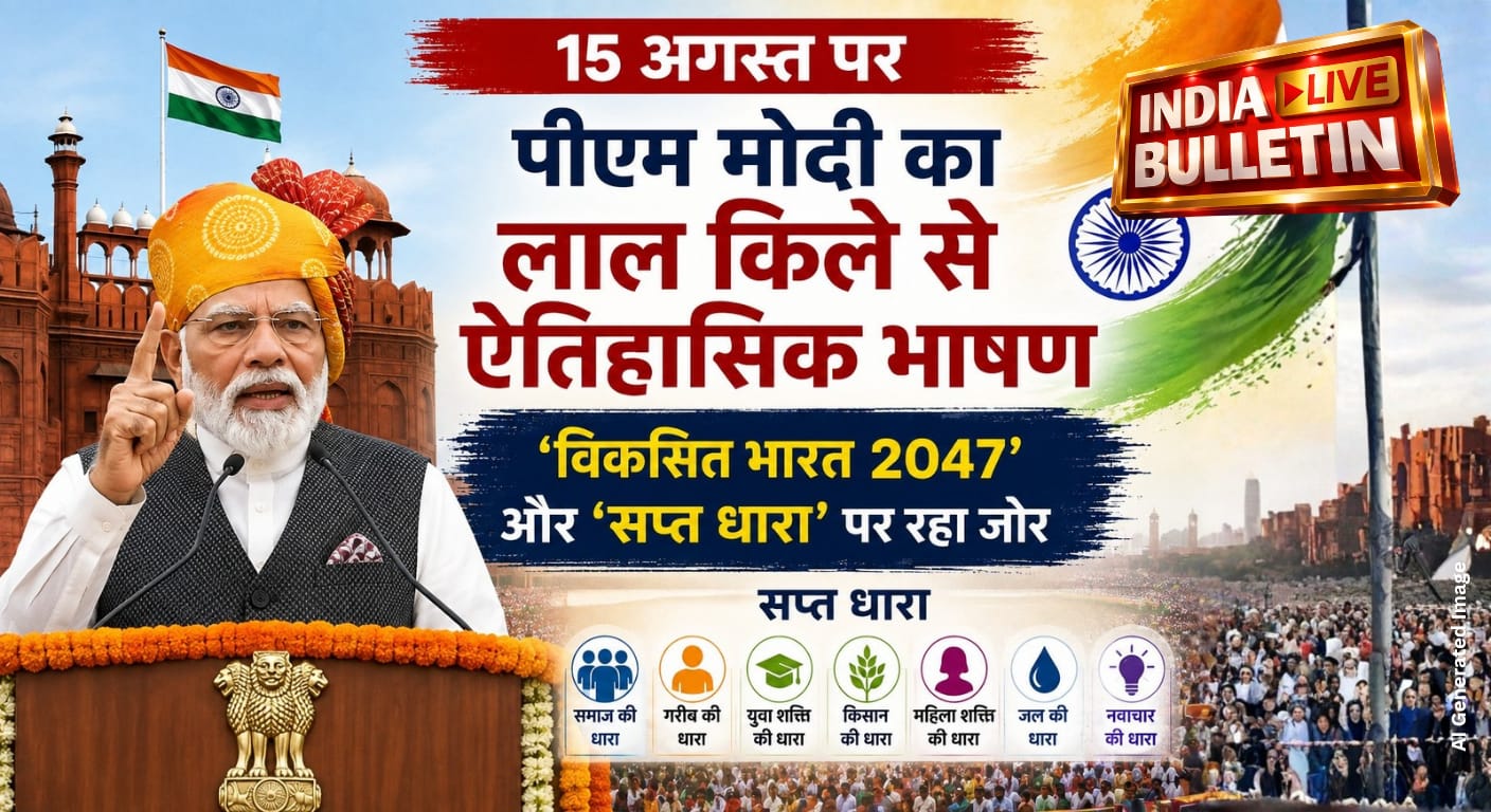 15 अगस्त पर पीएम मोदी का लाल किले से ऐतिहासिक भाषण: ‘विकसित भारत 2047’ और ‘सप्त धारा’ पर रहा जोर